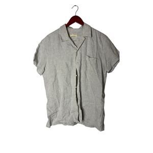120% Lino men light grey 100% line button down shirt sz XXL